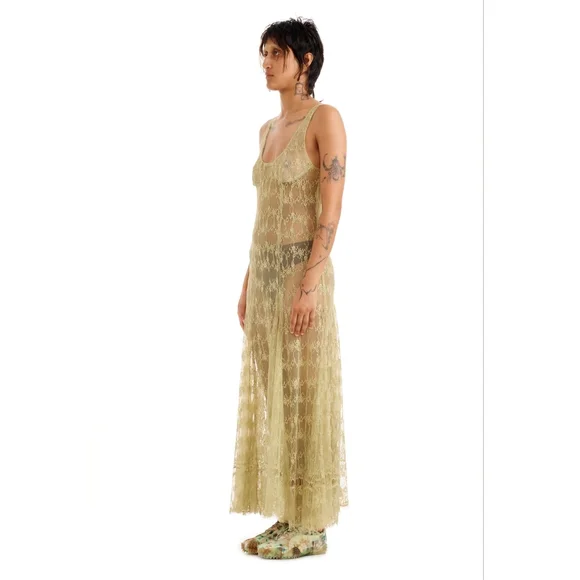 COLLINA STRADA OLIVE PAMELA DRESS Size S